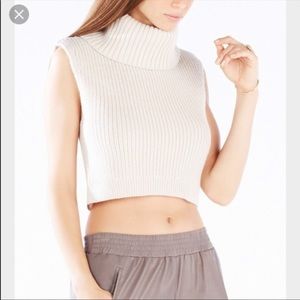 BCBGMaxAzria Cream Turtleneck Tank Crop
